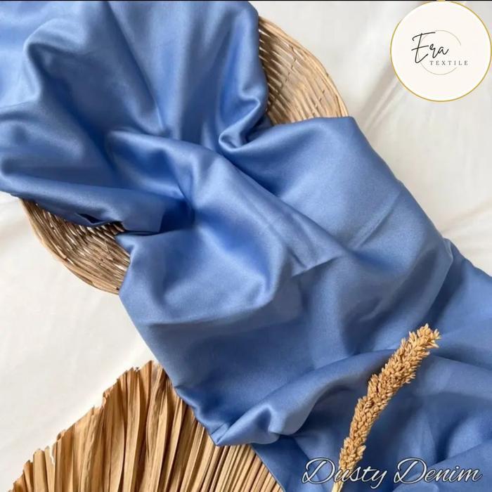 Kain Satin Maxmara Warna Denim Blue - Kain Maxmara Silk Luxury tebal/ kain maksmara Premium / bahan