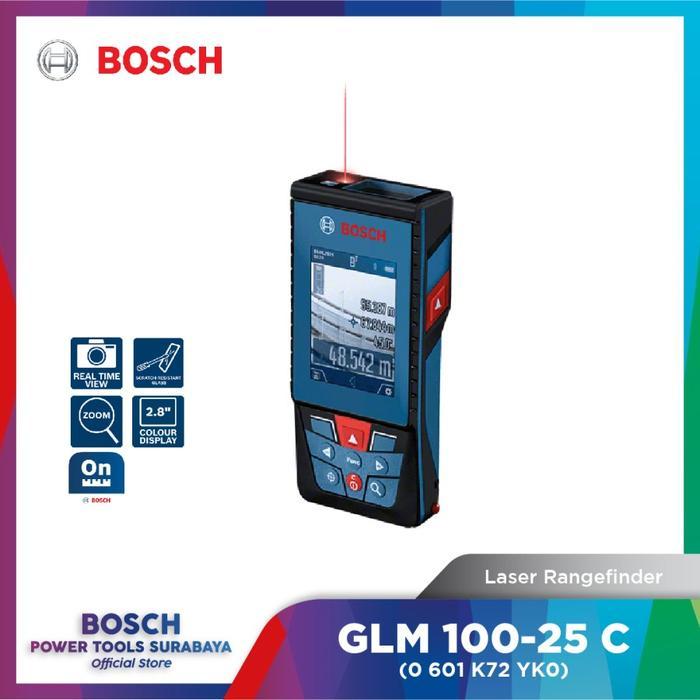 Meteran Laser Merah 100 Meter Bosch Glm 100-25 C Outdoor & Indoor Terbaru 