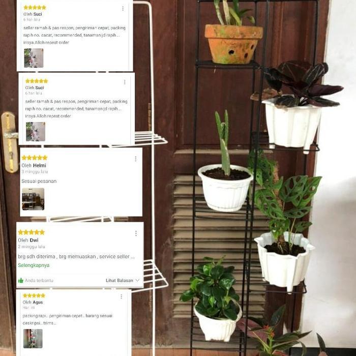 DUAKAKI-STORE RAK POT TANAMAN BUNGA STANDING PLANTER 7 DUDUKAN MINIMALIS BESI KOKOH TINGGI 150CM