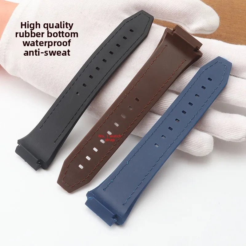 Genuine Leather Watch Band for Richard FM Frank Muller Men Barrel Rubber watchStrap width 28mm