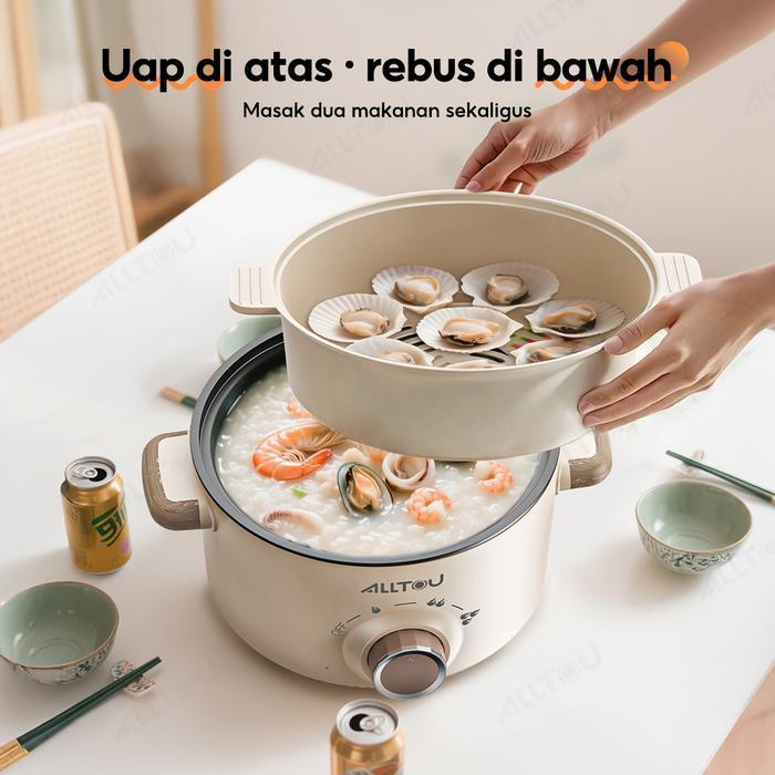Philips - Panci Listrik 5L Multifungsi Steamer Panci Listrik Serbaguna Anti Lengket Putih Pemanas
