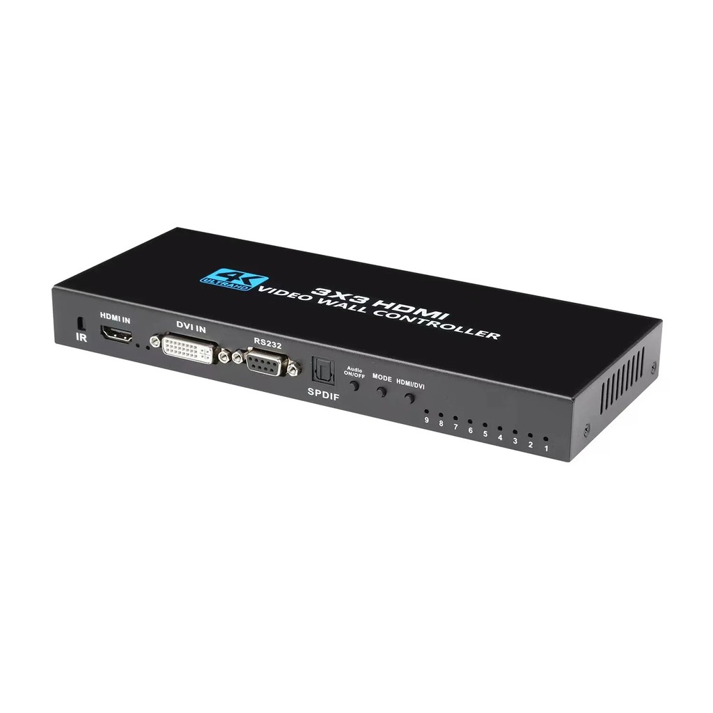 4K 3X3 Video Wall Controller DVI HDMI Wall Controller TV Splicing Processor 1X3 2x3 2x4 4x2 9 Screen