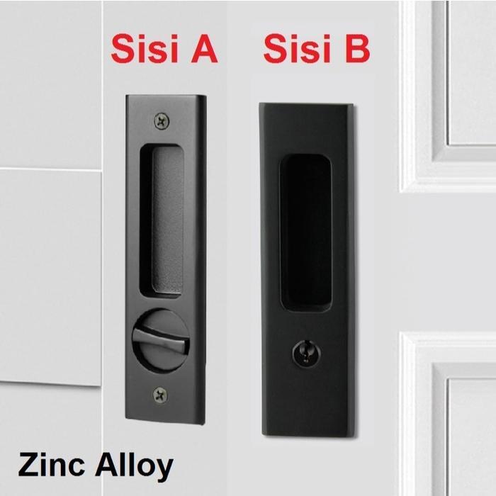 Best Seller Hitam / Perak Kunci Pintu Sliding Geser Set Invisible Sliding Door Kunci Pintu Perangkat