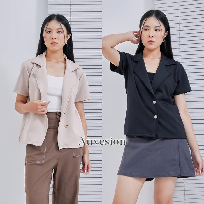 cnm 4957 Magie Short Sleeves Scuba Blazer Blazer Lengan Pendek Wanita Blazer Kerja Academia Outfit