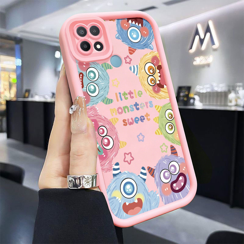 Casing Hp untuk OPPO A15 A15s A35 4G Case Monster Bola Bulu Berwarna Kasing silikon Anti Bentur Cesi