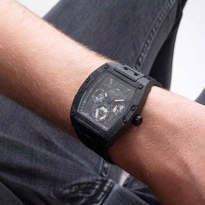 Sedia GUESS GW0422G2 Original PHOENIX Jam Tangan Pria Analog Black Silicone