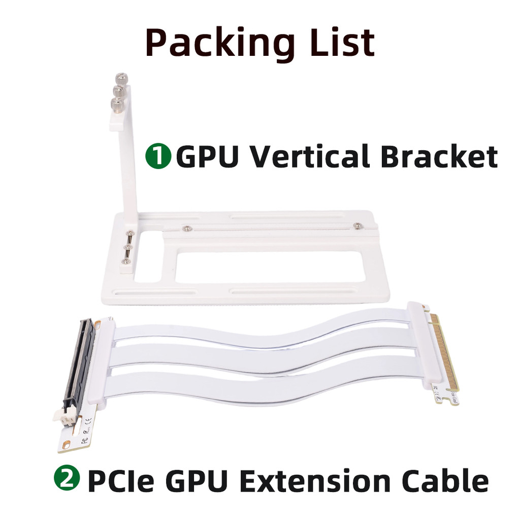 ADT-Link With White Bracket PCIE 5.0 16x 90 Degree Graphics Card Extension Cable Riser Adapter for