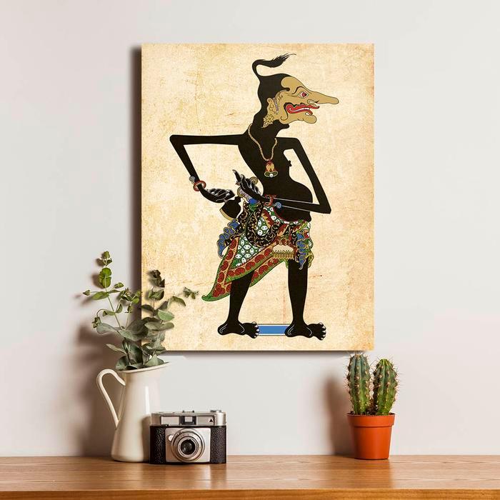 Poster Punokawan Petruk Dekorasi Dinding Frame Kayu