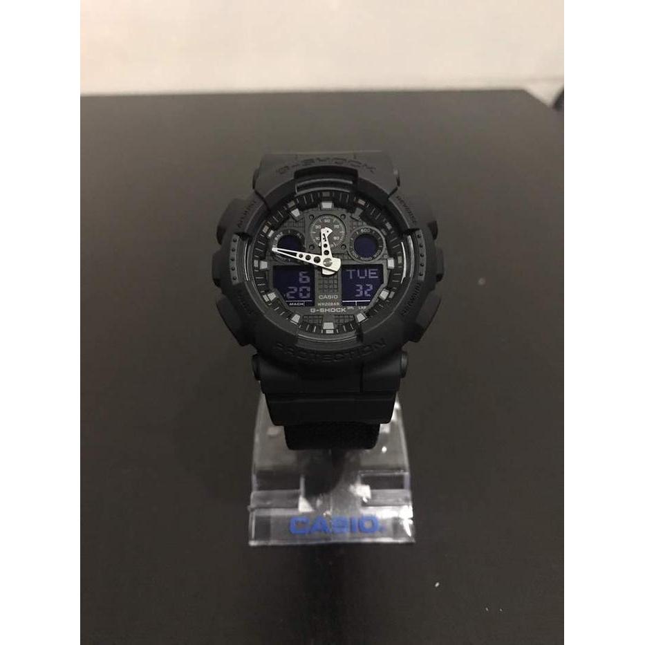 Ready Gshock Darknight Nylon GA 100BBN Blackout