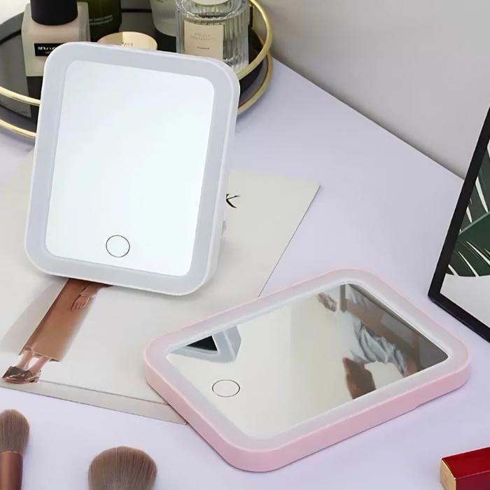 Cermin Led / Cermin Lampu Led / Cermin Make Up Meja Dengan Lampu Led Tombol Touch Screen Charge Usb