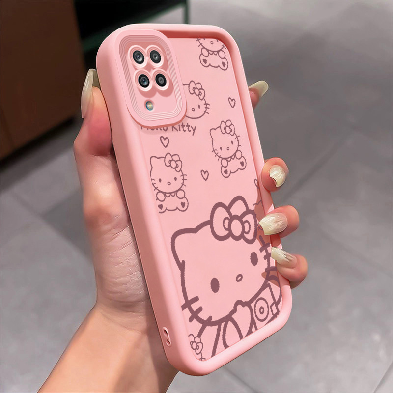 Casing Hp untuk Samsung Galaxy A22 M22 Case Minimalist kitten pattern Kasing silikon  Cesing tekstur