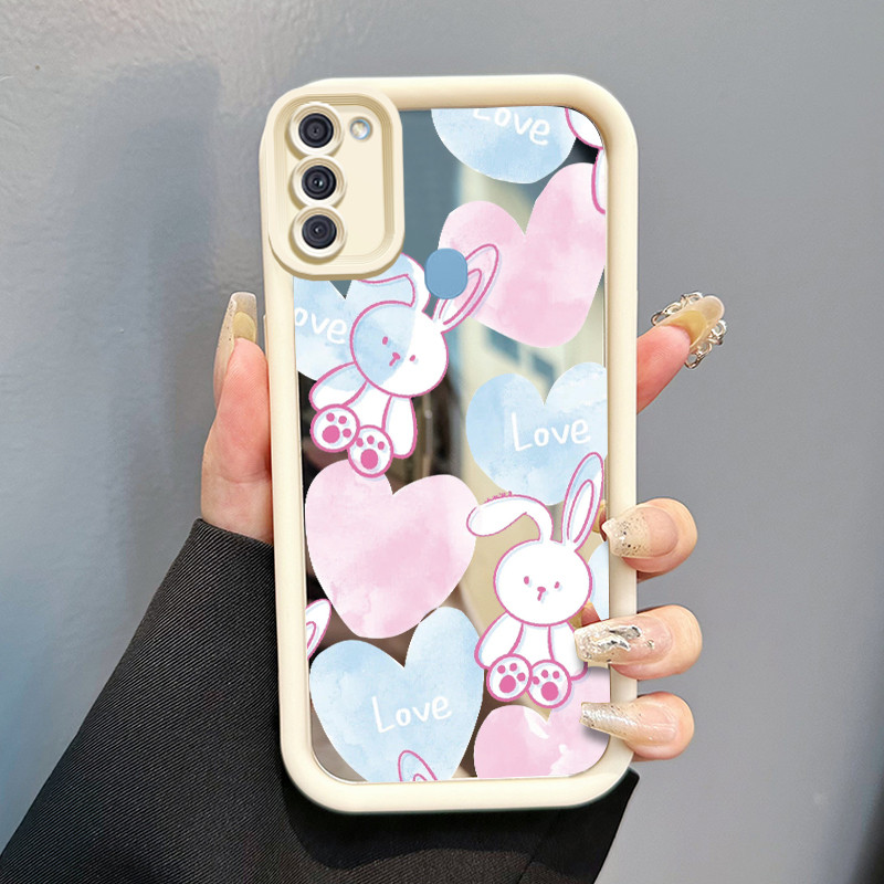 Casing Hp Untuk Samsung Galaxy A11 M11 Case Rabbit Heart Sticker Cesing Sembunyikan Mirror Kasing ce
