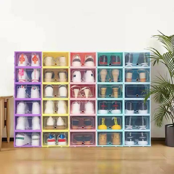 Box Sepatu Frame Flip Kotak Sepatu Mika Plastik Box Shoes Storage
