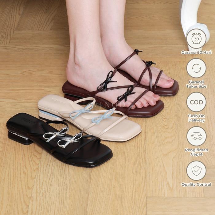 Donatello - Enola Heels Wanita Sandal Hak Tinggi 3Cm Model Coquette Daily Shoes