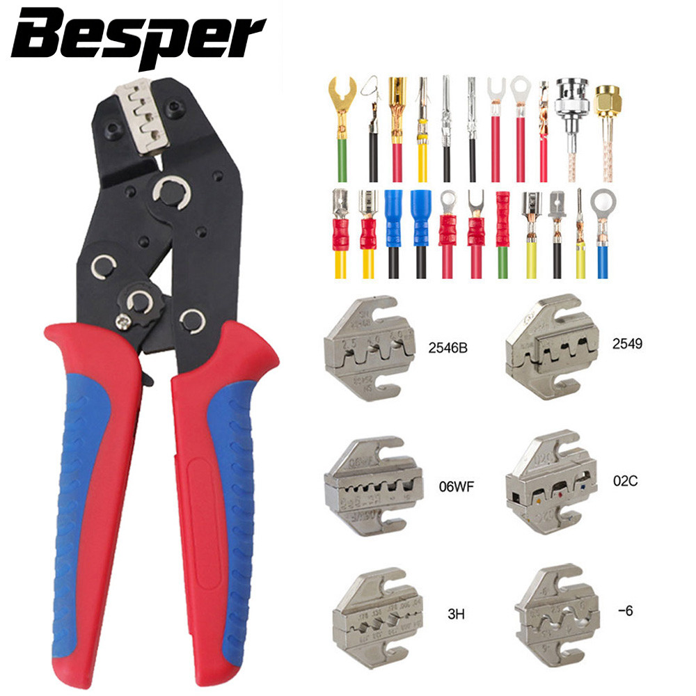 Crimping Tool Set, Ratchet Wire Crimping Tool, No/Pre Insulated Ferrules,Butt Connectors,Solar &