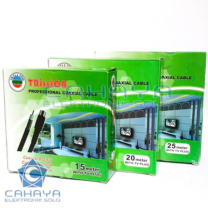 Kabel Antena TV Trillion Tebal + Jack 20m Meter Roll Kualitas Baik UHF