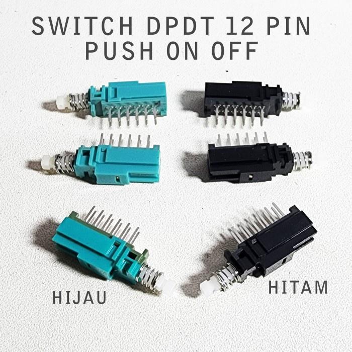 "New" Switch DPDT 12 Pin Switch 2x6 PUSH ON OFF SAKLAR TEKAN