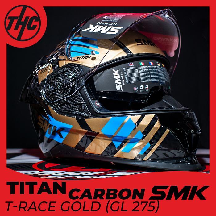Smk Titan Carbon T-Race Gold Full Face Helmet