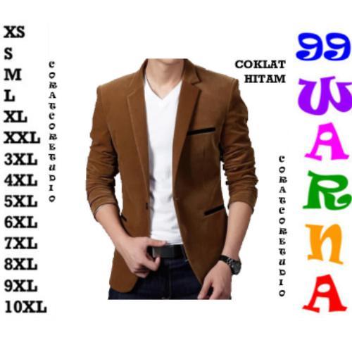 29 WARNA WARNI Blazer Pria Jas Cowok COKLAT BROWN TUA GELAP LIS HITAM BLACK Tuxedo Suit Jumbo