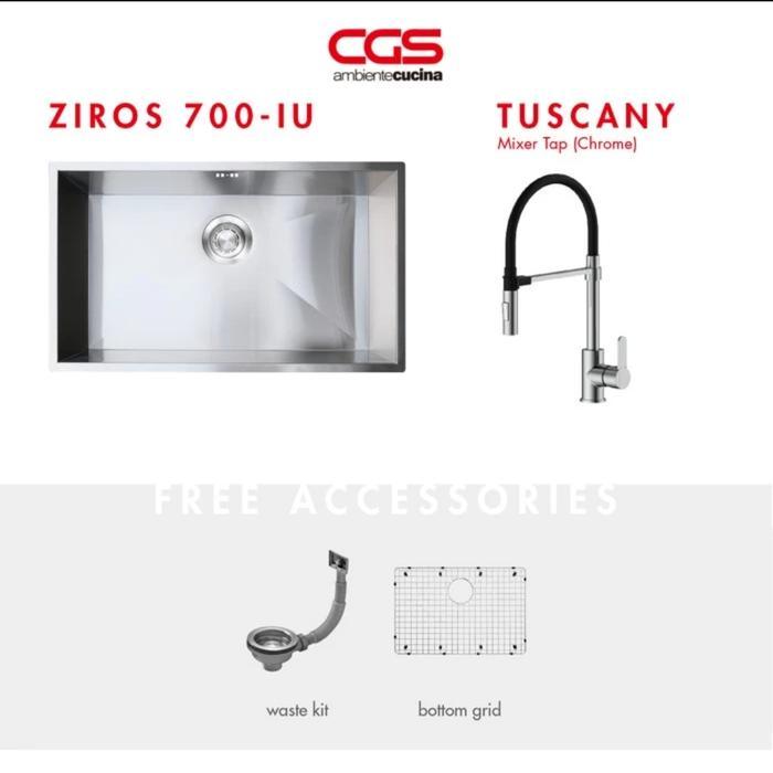 Kitchen sink CGS Ziros 700 IU with Tuscany mixer tap chrome