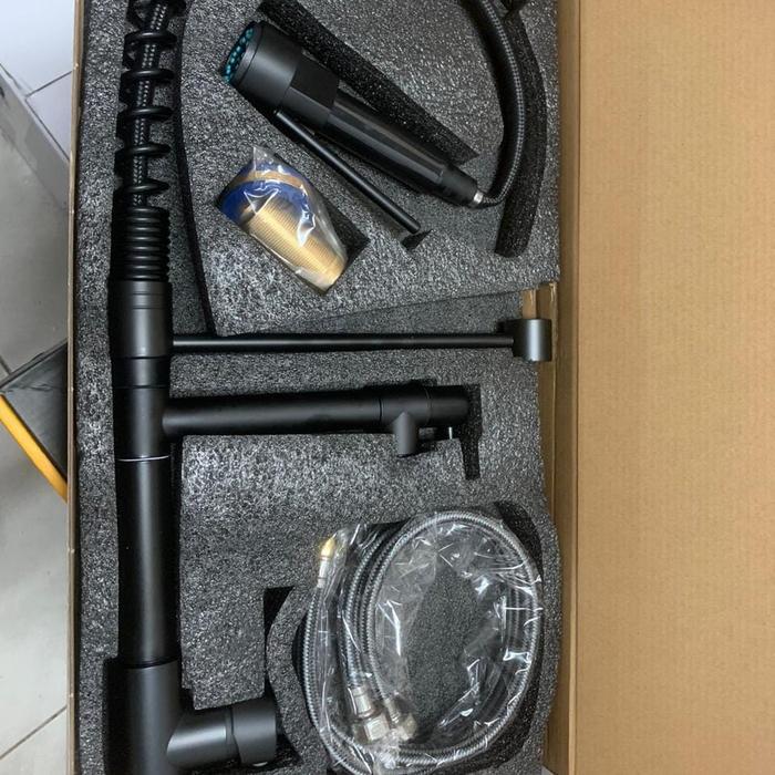 Kran Pantry Tarik Hitam / Kran Tarik Dinding Hitam / Kran Sink Tarik Stainless Black