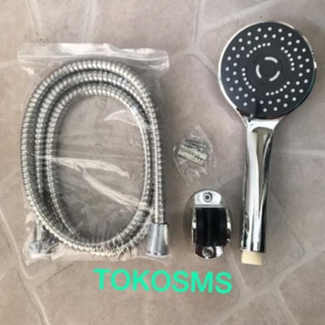sower tangan 3 sistem hand shower bath shower mandi komplit selang Selang Plastik