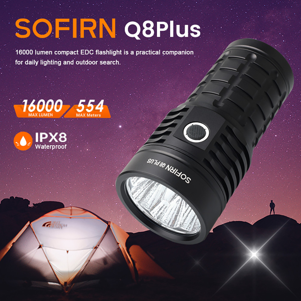 Sofirn Q8 Plus 6*Xhp50.2 Led Torch 21700 Usb C Rechargeable 16000Lm Powerful Flashlight Edc Portable
