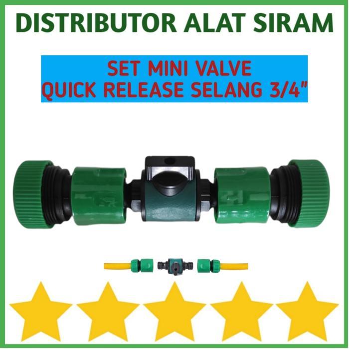 SET QUICK RELEASE 3/4 INCH + MINI VALVE STOP KRAN SAMBUNGAN SELANG AIR