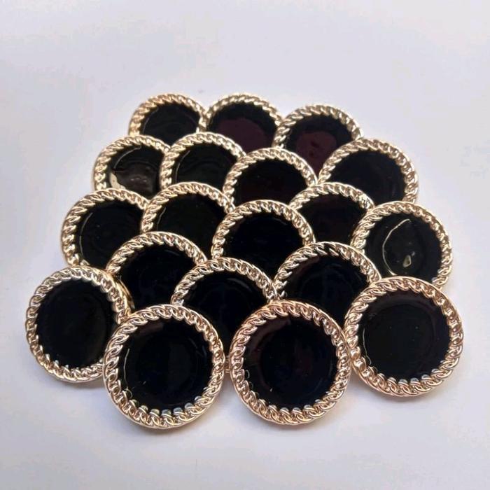 12 pcs kancing baju motif Jamur Full Gerigi Hitam / kancing jamur hitam full gerigi 15mm /
