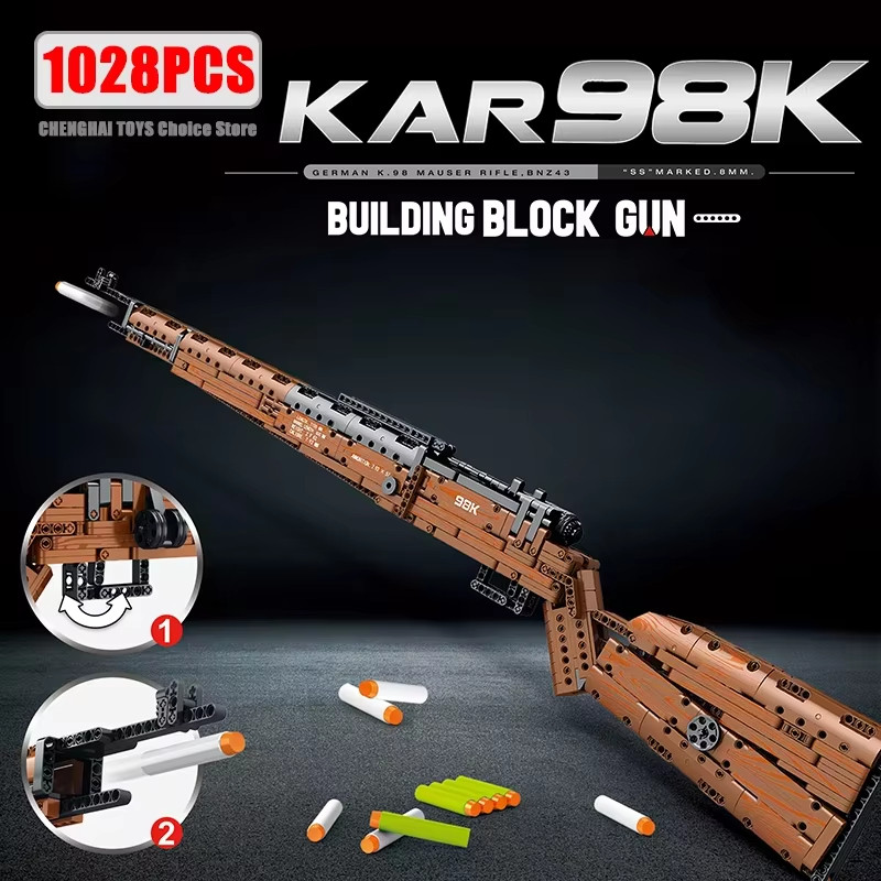 2025 New Heavy Sniper Rifle Kar98K Building Block Model WW2 Weapons Series Assemble Bricks Kids