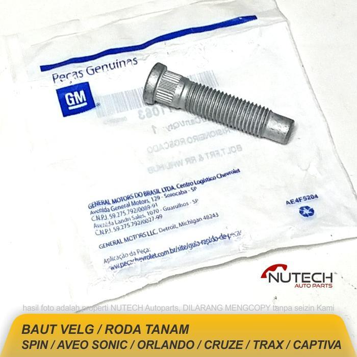 Baut Roda Velg Tanam Spin Aveo Sonic Orlando Cruze Captiva Trax Ori GM