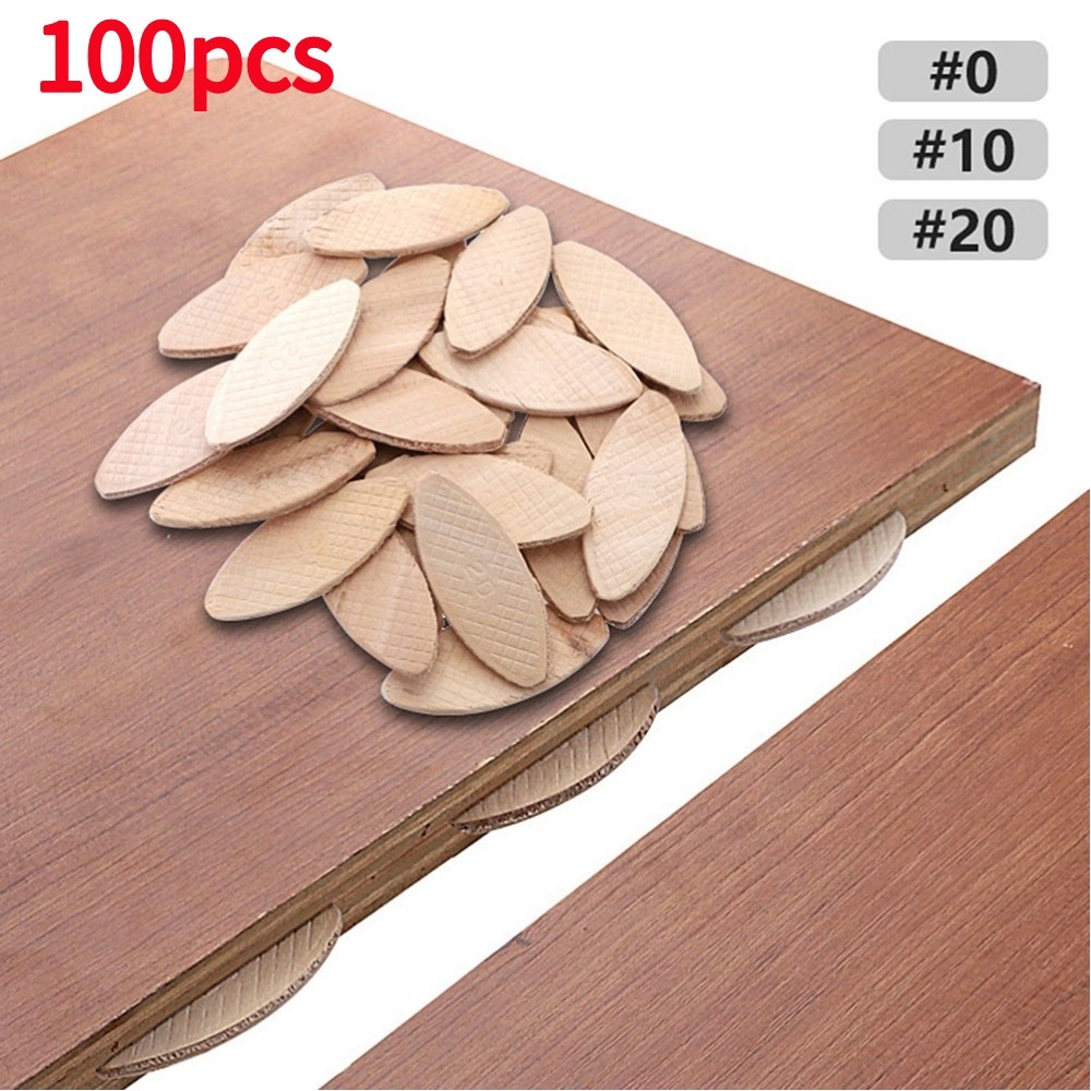 100pcs No. 0#/10#/20# Assorted Wood Biscuits DIY Tenon Pieces for Wood Joining Woodworking Crafting 