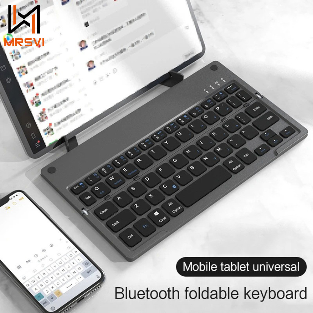 MRSVI Foldable Wireless Keyboard with Stand for iPad Tablet Laptop Phone Mini Keyboard for Windows,