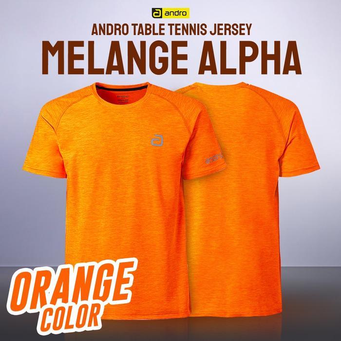 KAOS SHIRT TENIS MEJA PINGPONG ANDRO MELANGE ALPHA ORANGE ORIGINAL