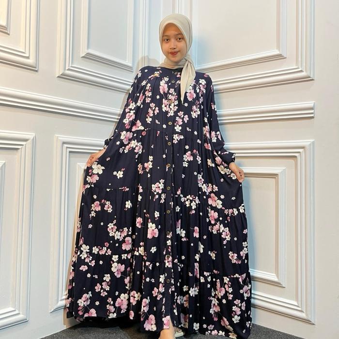 SyifaZakia-Motif Shafia Maxi Dress Bahan Rayon Premium Kancing Muslimah By SyifaZakia Gamis Best