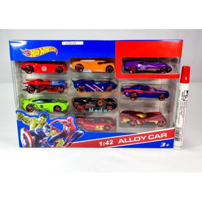 MAINAN DIECAST MOBIL HOT WHEELS KARAKTER AVENGERS ISI 10 PCS 08255