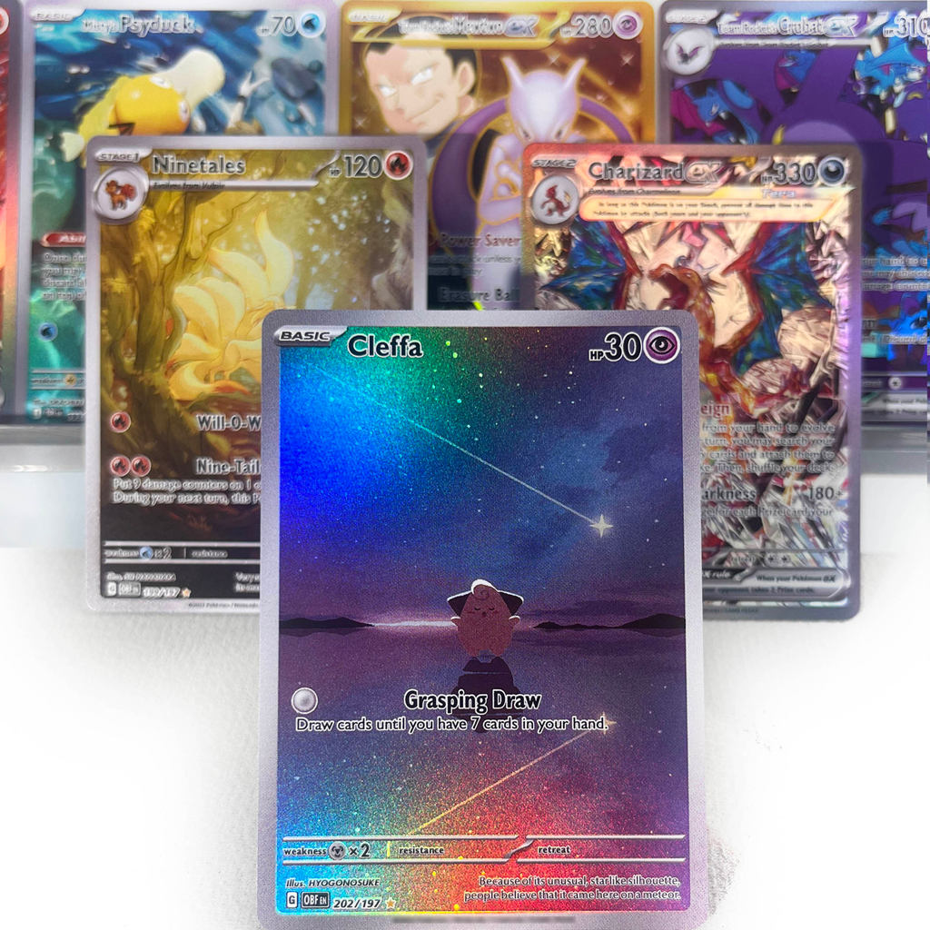 OBF PAL ASR Cards PTCG4-B EX Rainbow Ninetales Cleffa Charizard Rare Collection Battle Toys Gifts