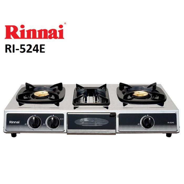 TERLARIS! Kompor Gas Rinnai RI-524E Kompor Gas 3 Tungku Stainless Dilengkapi Panggangan