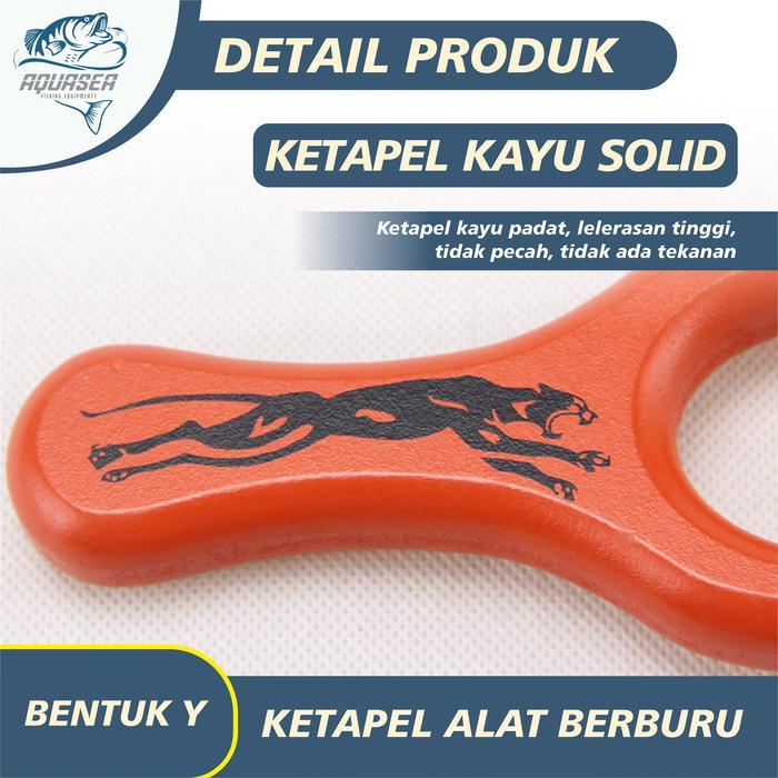 AQUASEA Mainan Ketapel Kayu Polos Plitur Perangkap Ikan Kuat dan Kokoh