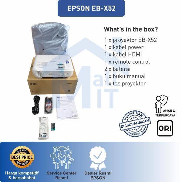 Proyektor Epson Eb-X52 Eb-X51 X52 X51 Ebx52 Ebx51 Xga 3800 Lumens 3Lcd Garansi Resmi