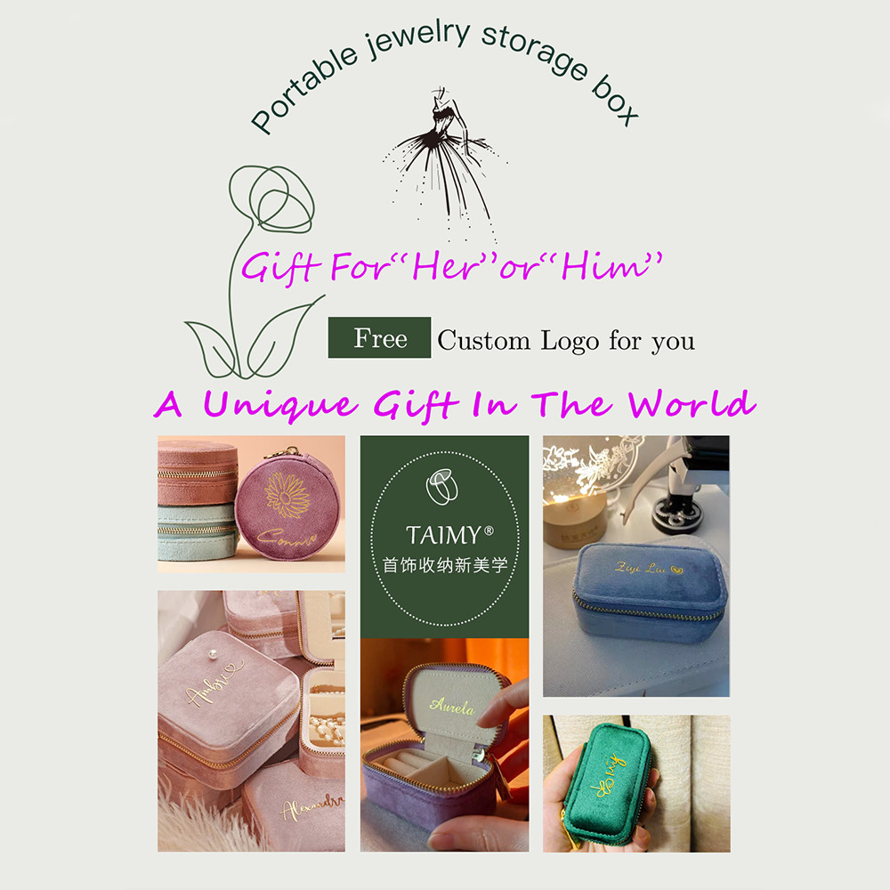 TAIMY Travel Velvet Jewelry Box Portable Ring Necklace Bracelet Storage Box Custom Logo Jewelry Case