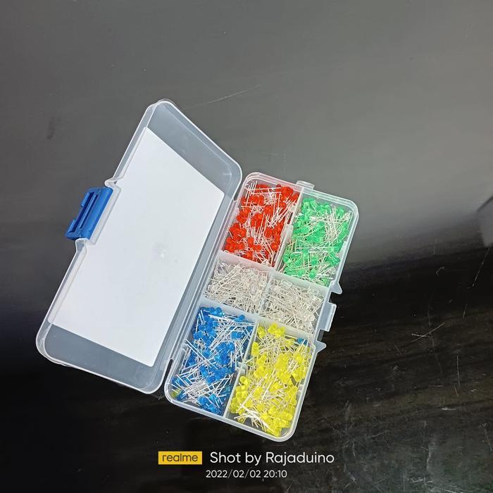 Paket 1 Box Isi 500Pcs Led F3 3Mm 5 Warna Lampu Led Diffused 3V Co