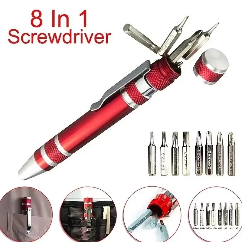 Multifunction 8 In 1 Precision Mini Screwdriver Pen Mobile Phone Repair Hand Tools Changeable Bits