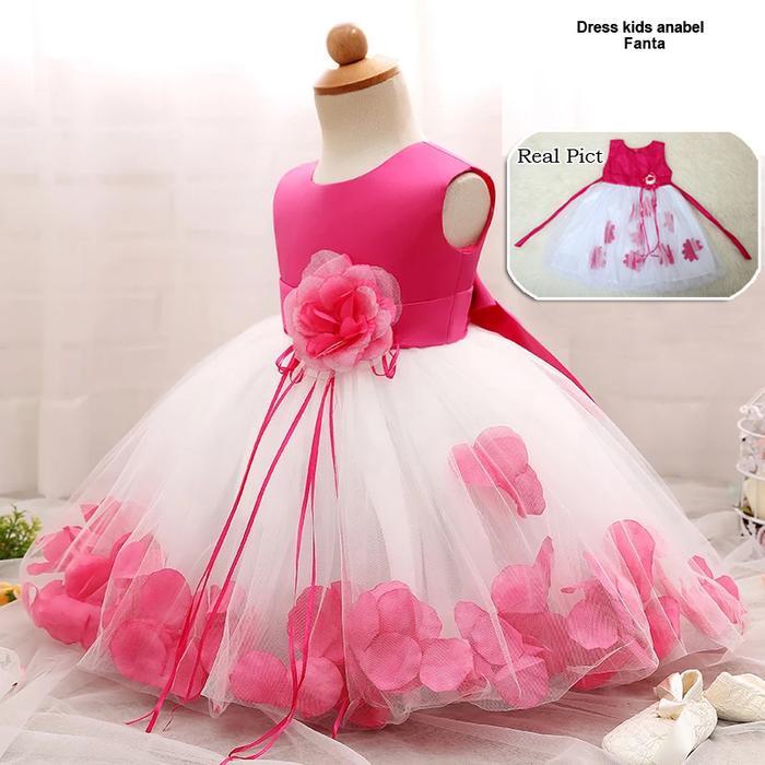 Gaun Dress Pesta Anak Perempuan Satin Kombi Tile 3-6 Thn -Anabel Kids