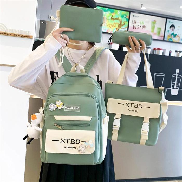 Tas Ransel Set 4 in 1 Anak Sekolah SD SMP SMA Fashion Wanita Tas Sekolah Anak Perempuan