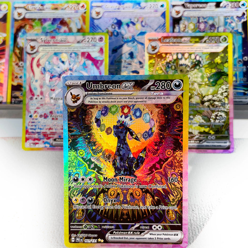 Prismatic Evolutions PKM Cards PTCG5-A GX Rainbow Umbreon Sylveon Leafeon ex Rare Collection Battle