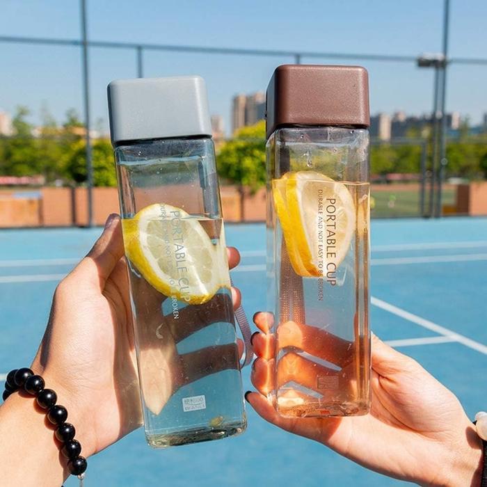 Botol Minum Transparan 400 Ml / Botol Minum Portable Korean Style / Portable Cup 400 Ml