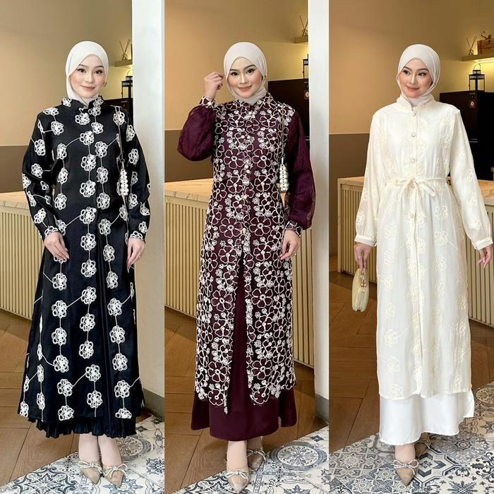 Dezhaf - Faaza Long Tunik / Tunik Silk Bordir / Tunik Lebaran