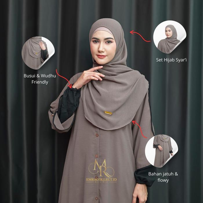 (Ready) Setelan Rok One Set Rok Tunik SyarI Full Kancing Set Rok Tunik Malaya Set Pashmina Oval