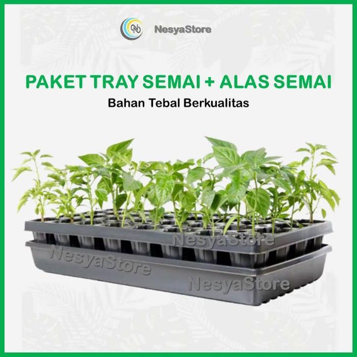 Paket Tray Semai Potray Pot Semai dan Alas Tray 32 50 72 98 105 128 162 200 288 Lubang